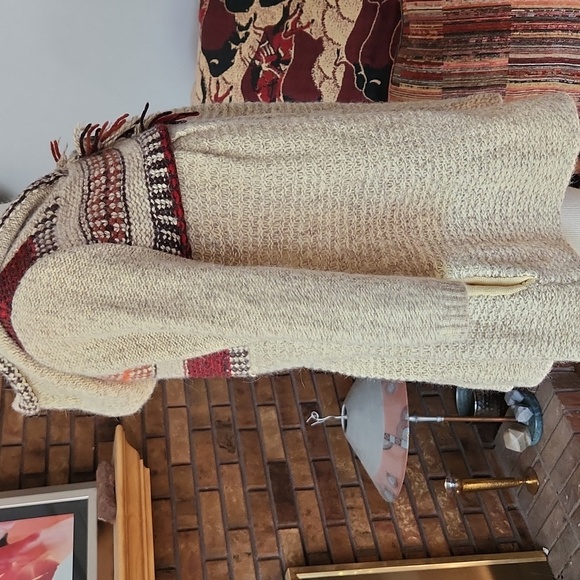 Free People cardigan wool angora blend single button closure Boho  tan brown - Picture 4 of 16